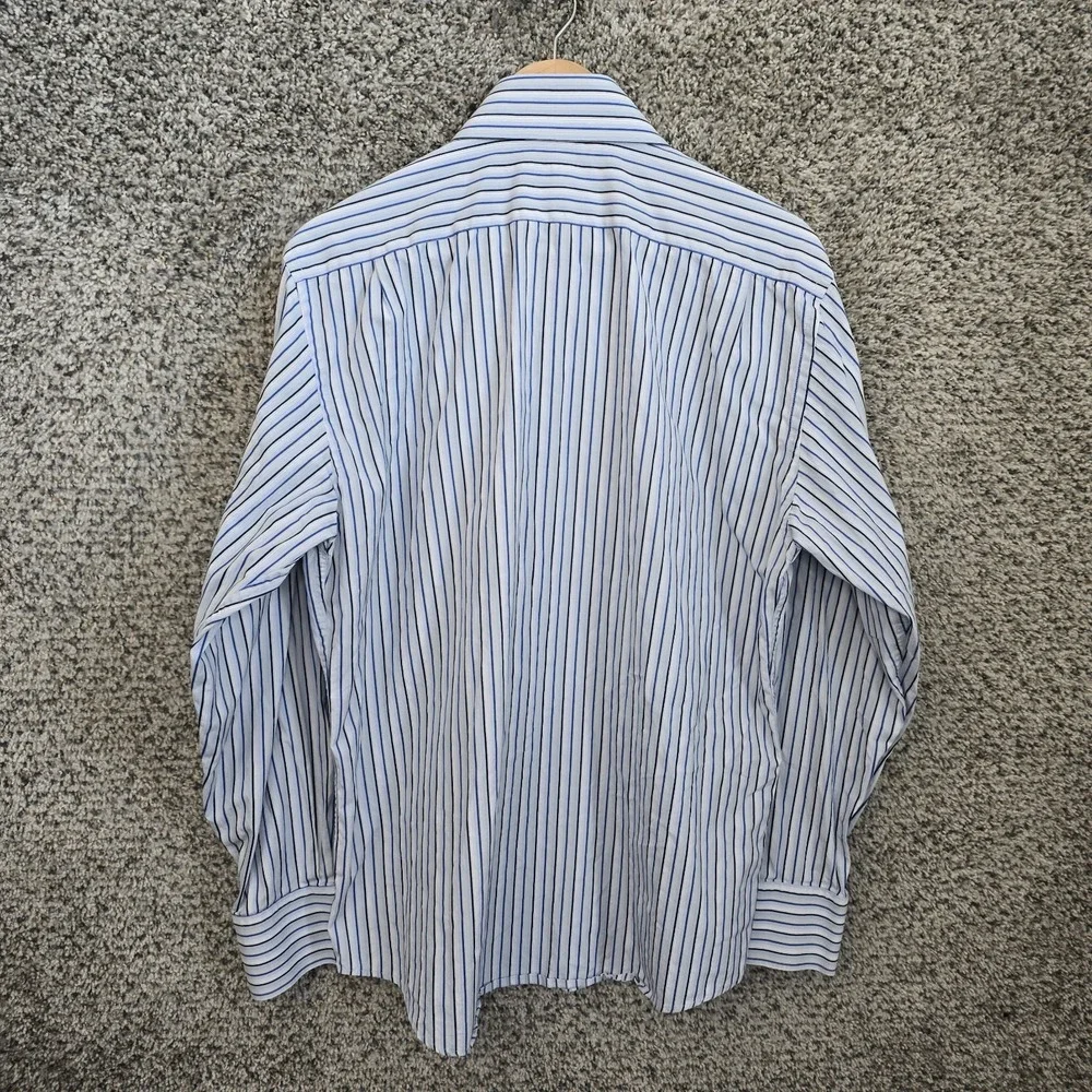 Banana Republic Dress Shirt Mens‎ 16-16.5 Large Blue Striped Button Up Cotton